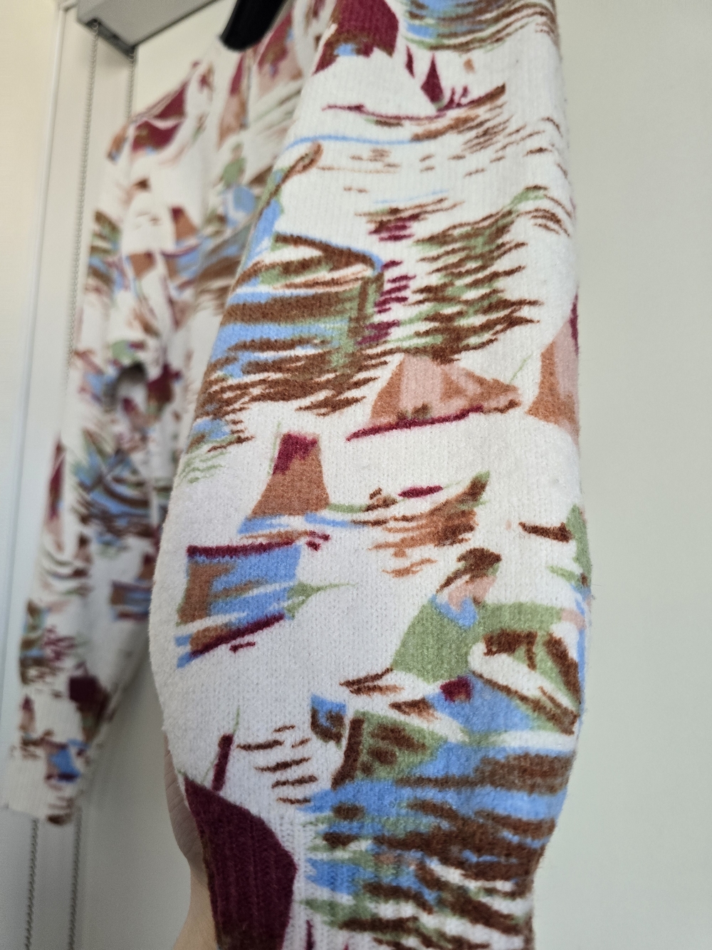Zara Sailor Soft Feel Oversized Cream Crewneck Sweater Landscape Print - SZ Med - Picture 3 of 9